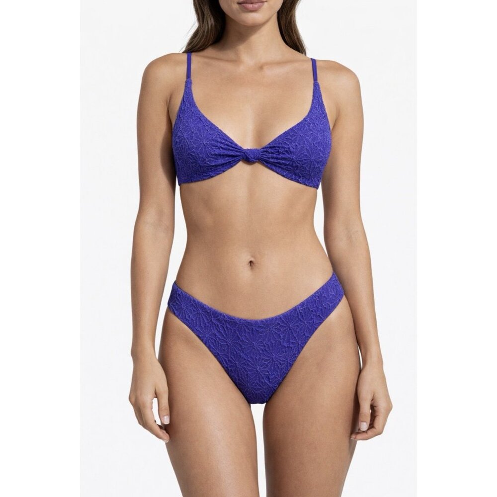 Berlook 2 Piece Strappy Tie Swimsuit Bikini M Knot S Mix Purple Blue Shimmer NEW